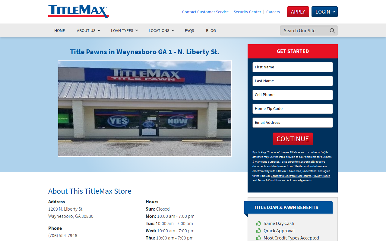TitleMax Title Pawns website preview