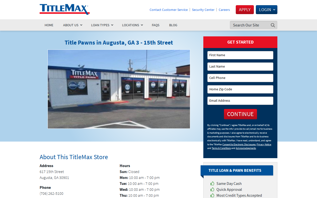 TitleMax Title Pawns website preview