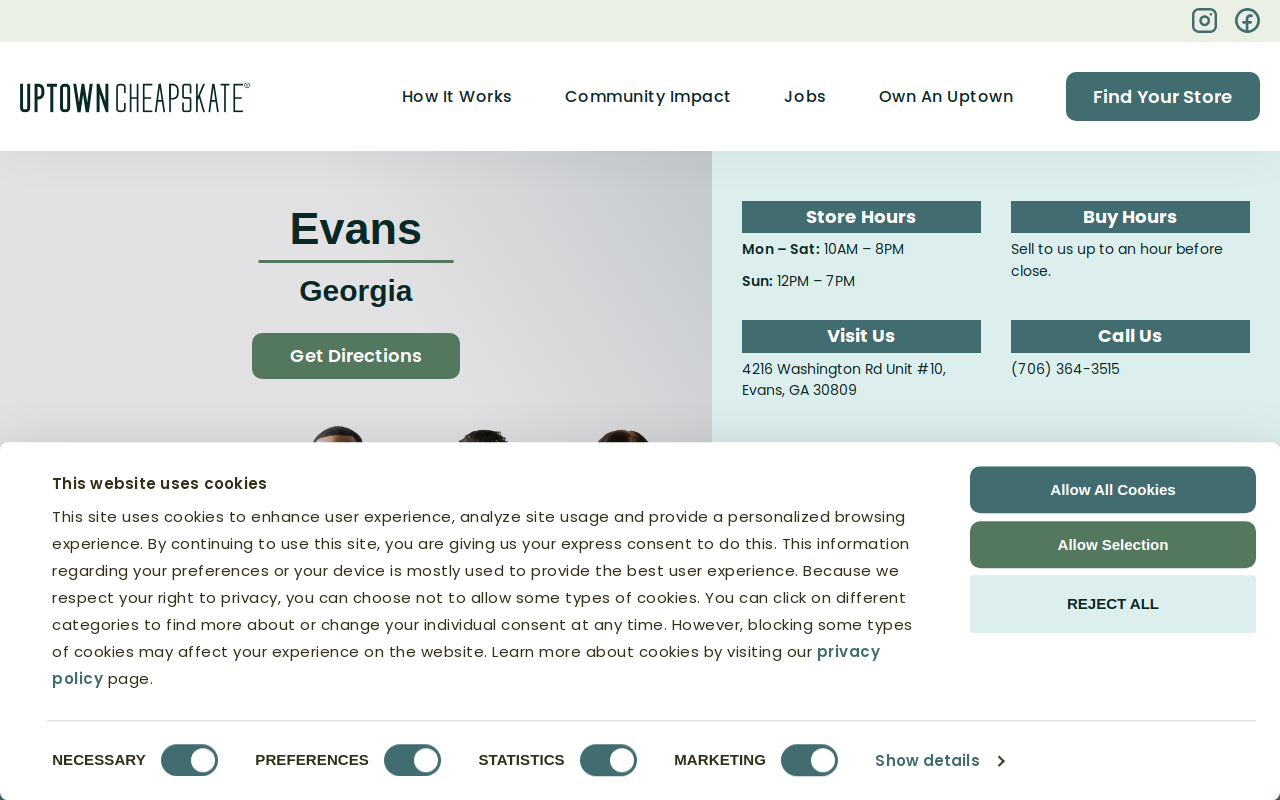 Uptown Cheapskate website preview