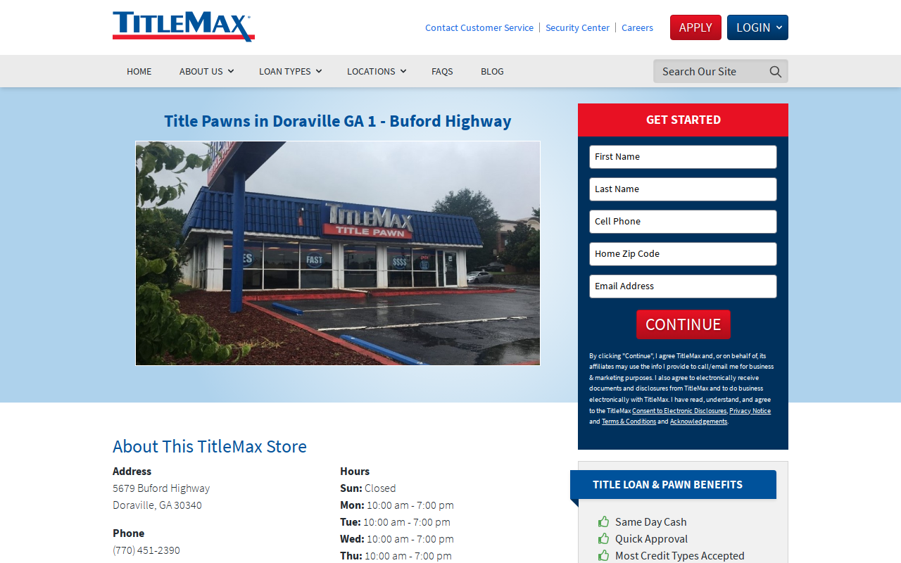 TitleMax Title Pawns website preview