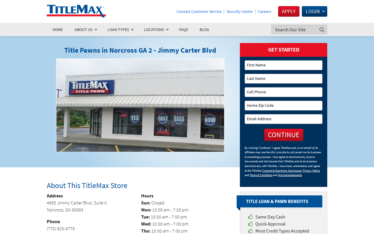 TitleMax Title Pawns website preview
