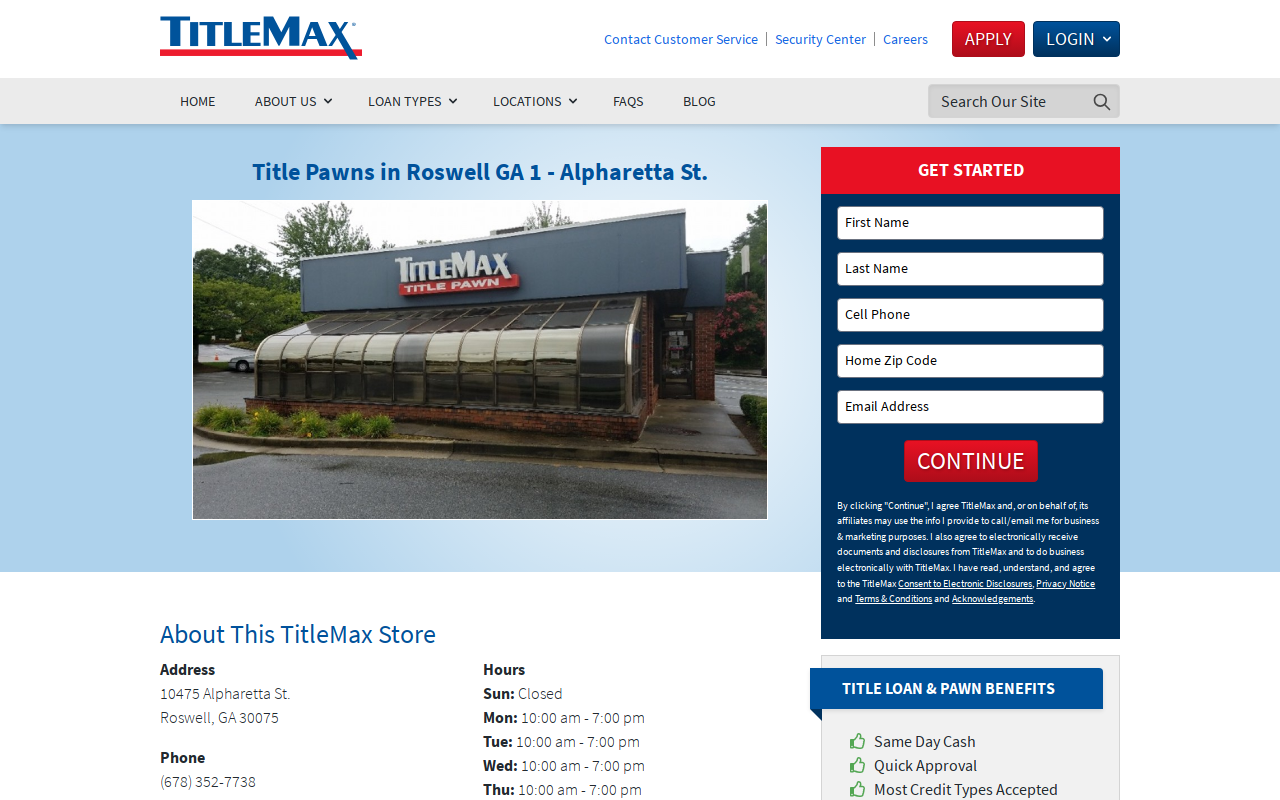TitleMax Title Pawns website preview