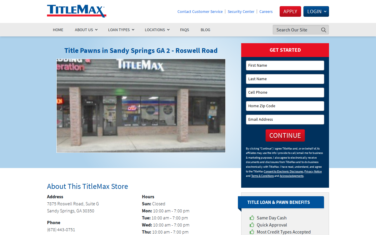 TitleMax Title Pawns website preview