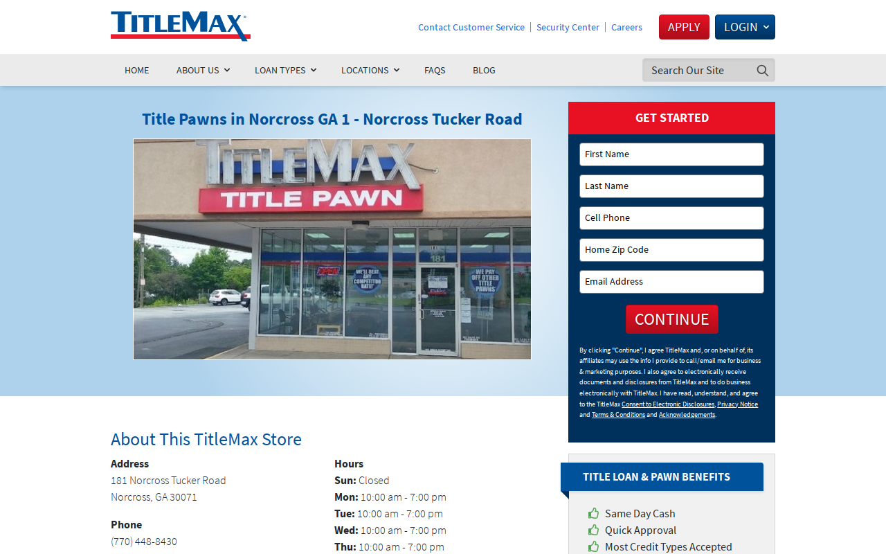 TitleMax Title Pawns website preview