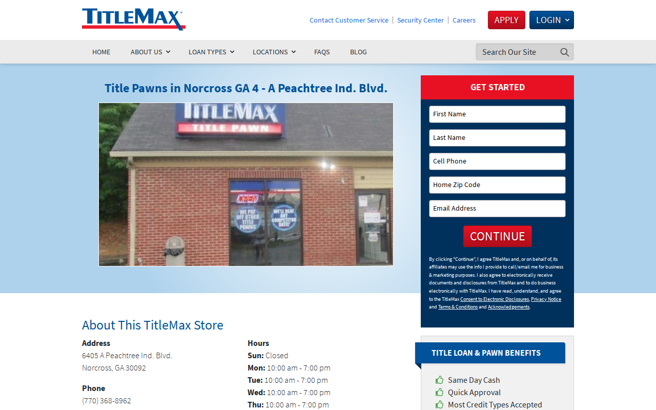 TitleMax Title Pawns website preview
