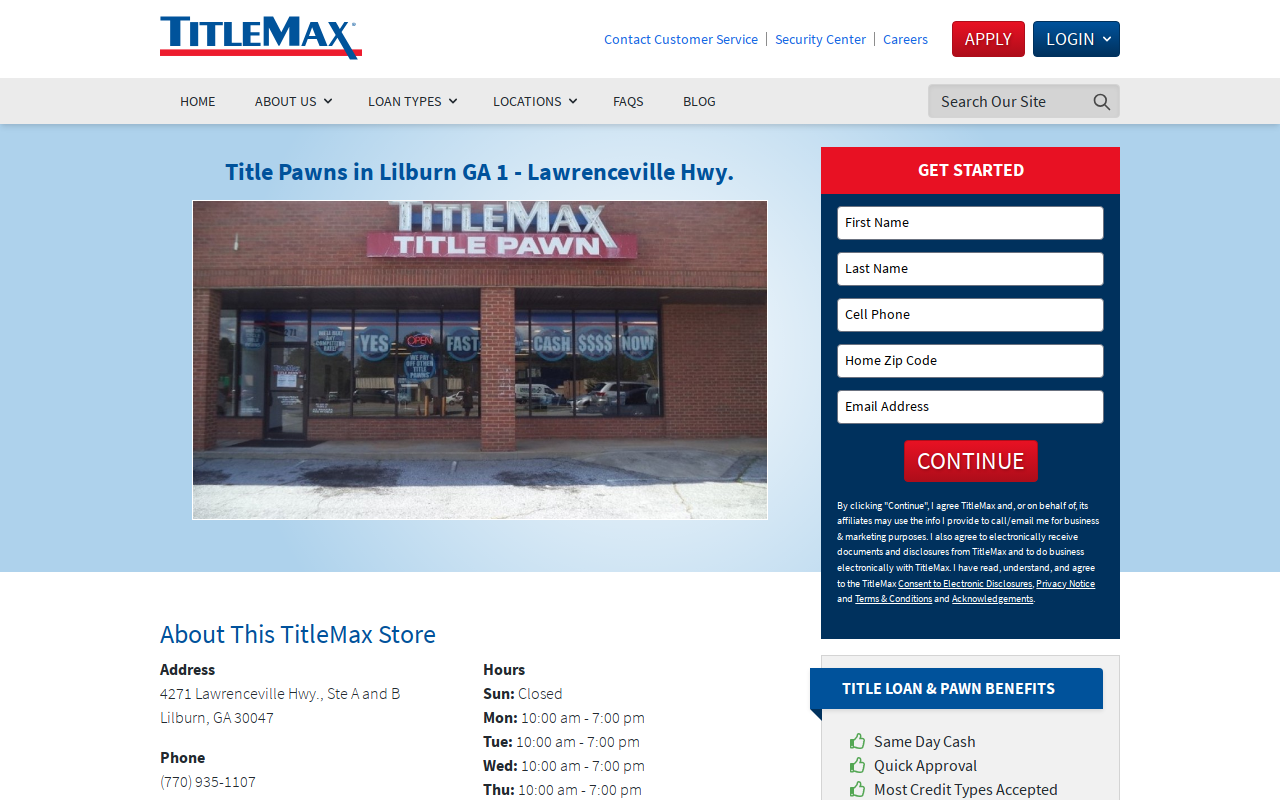 TitleMax Title Pawns website preview