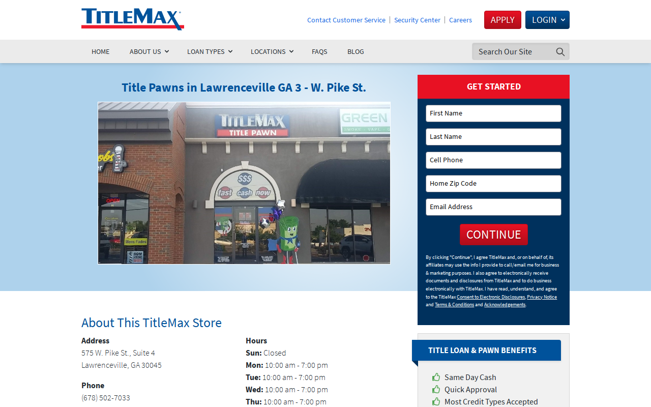 TitleMax Title Pawns website preview