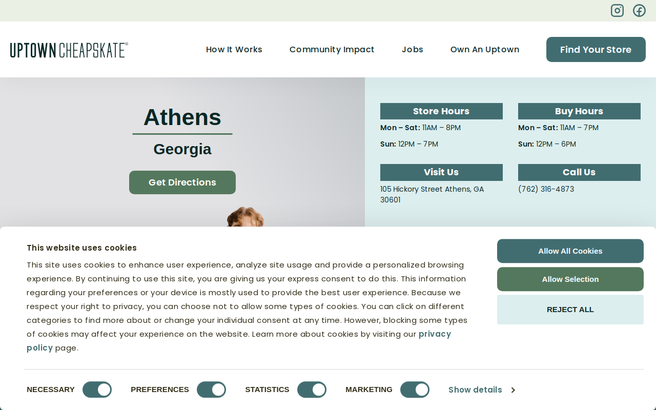 Uptown Cheapskate website preview