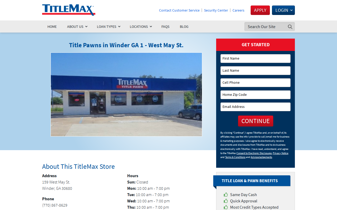 TitleMax Title Pawns website preview