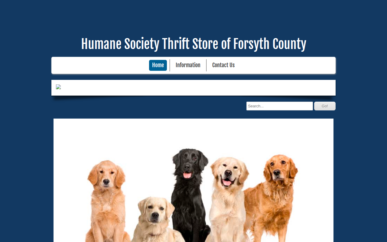 Humane Society Thrift Store website preview