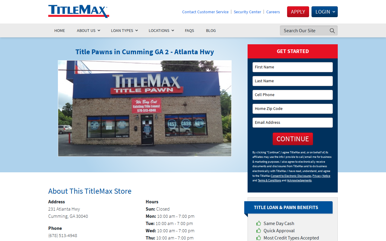 TitleMax Title Pawns website preview