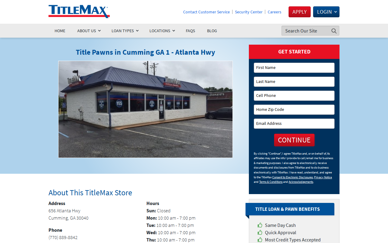 TitleMax Title Pawns website preview