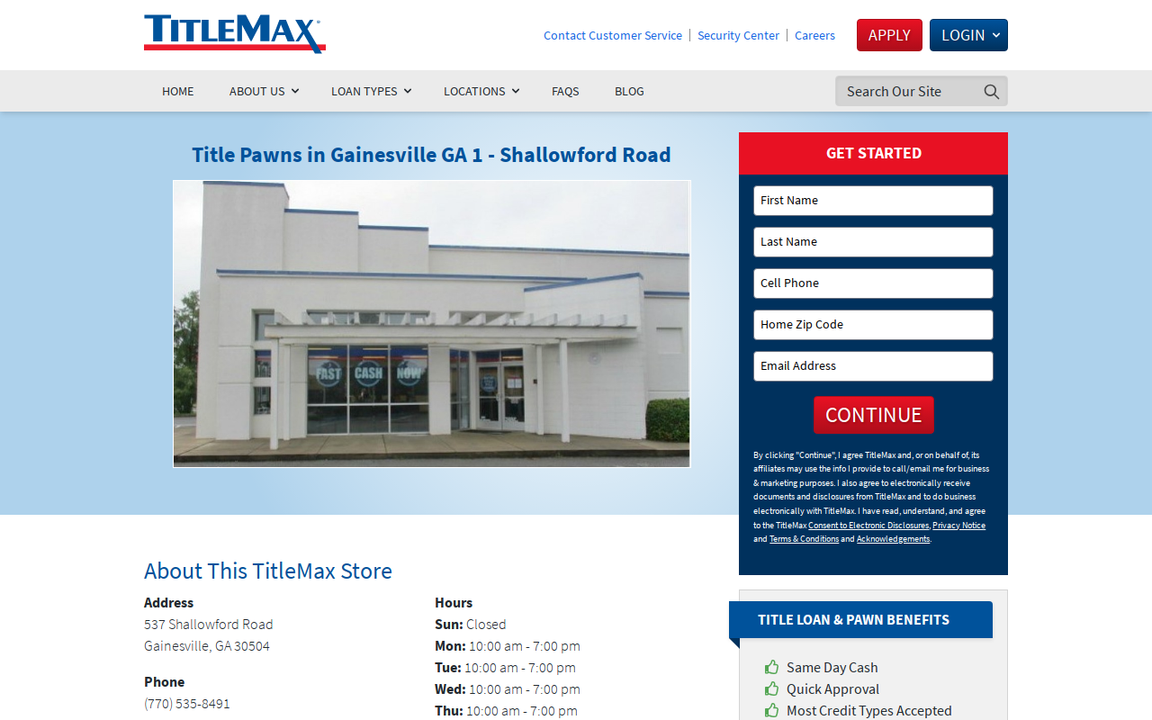 TitleMax Title Pawns website preview