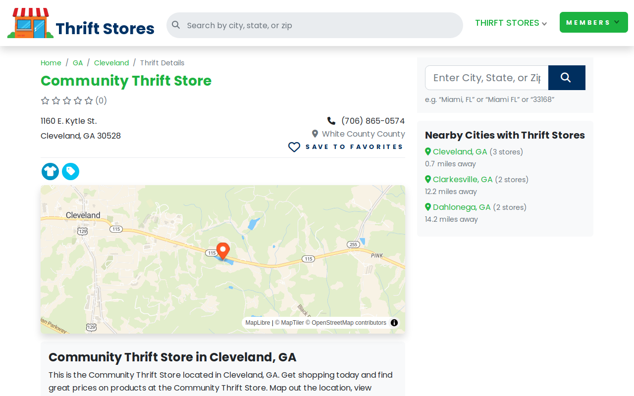 Community Thrift Store website preview