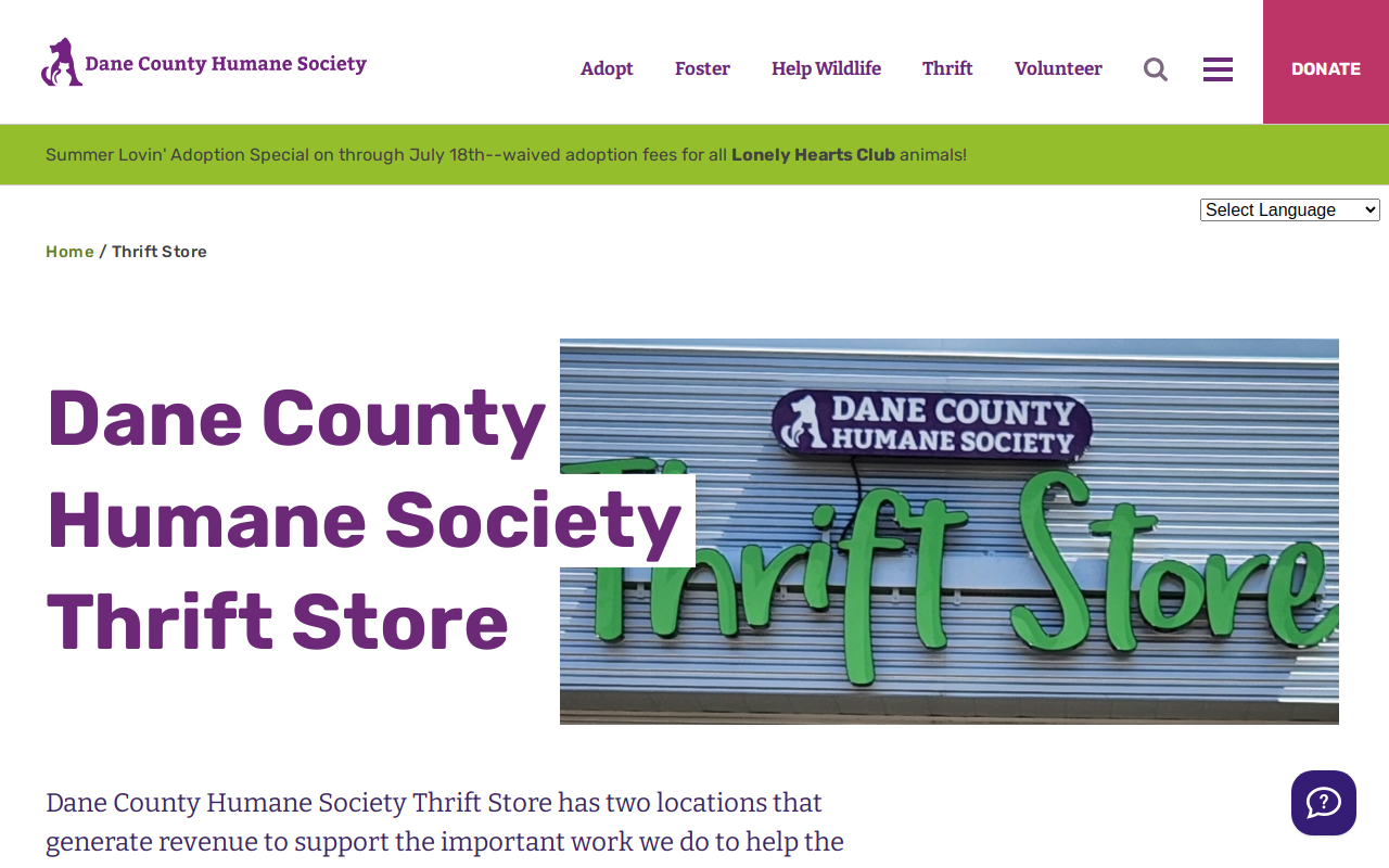Dane County Humane Society Thrift Store website preview