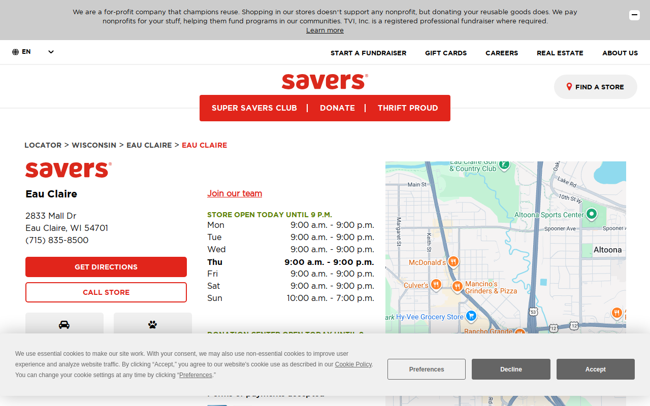 Savers website preview