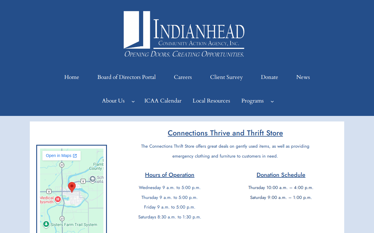 Connections Thrift Store website preview