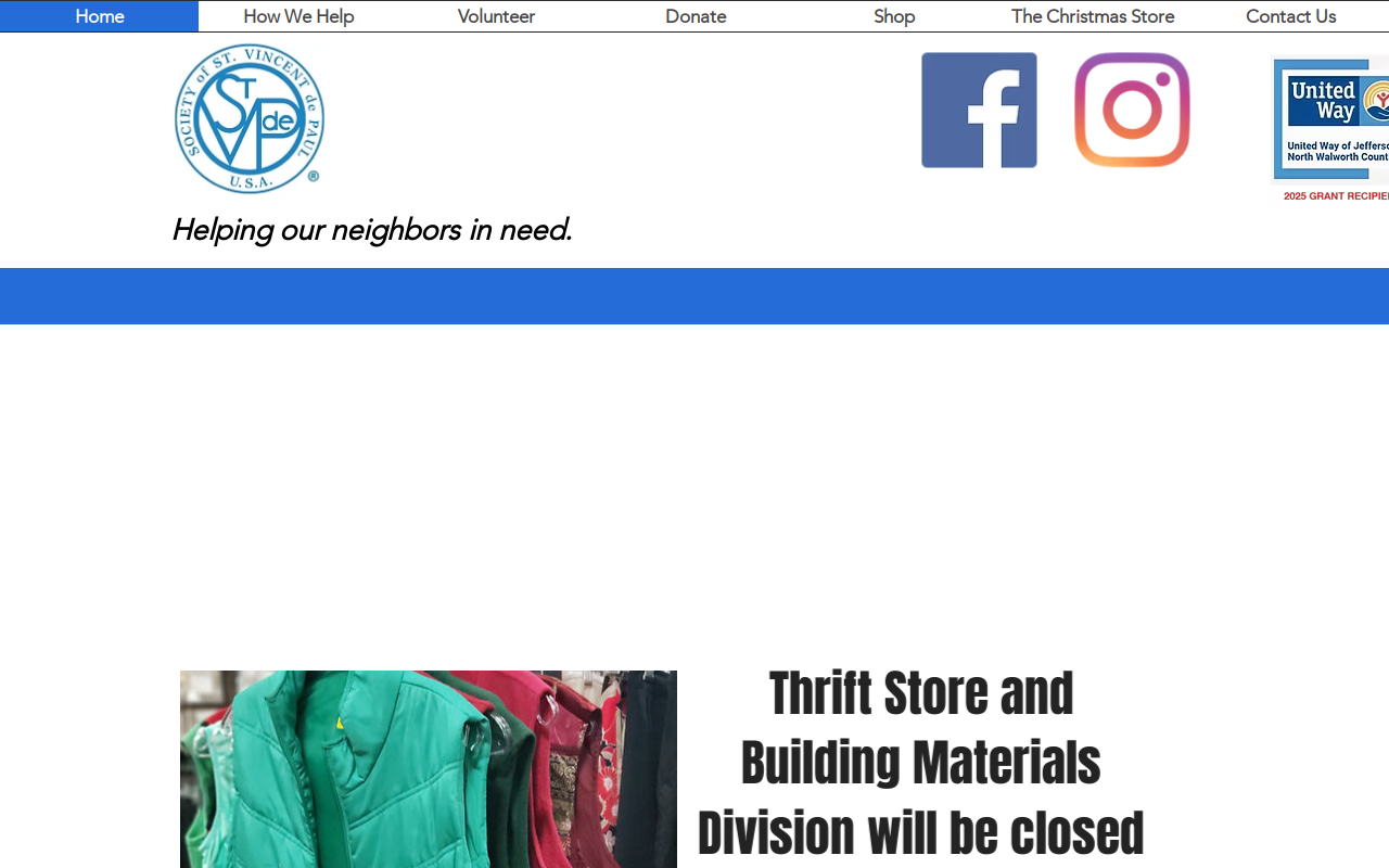 St. Vincent De Paul Society website preview
