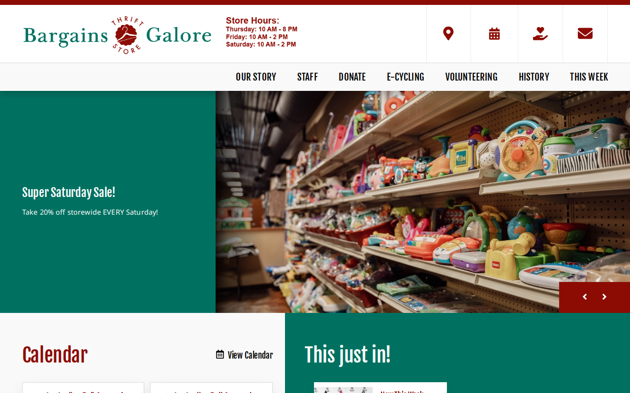 Bargains Galore Thrift Store website preview
