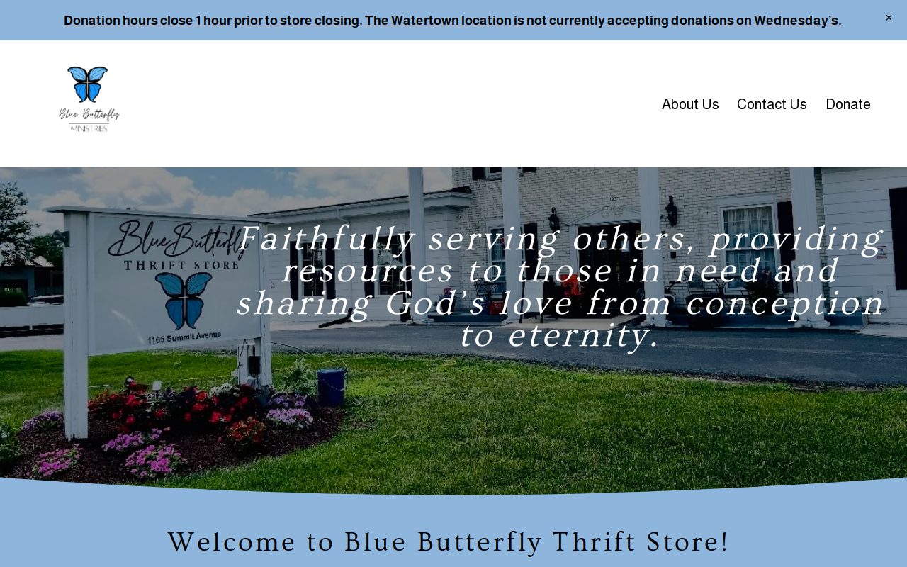Blue Butterfly Thrift Store website preview