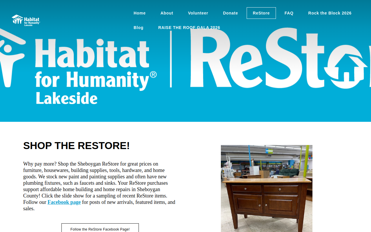 Habitat for Humanity ReStore website preview
