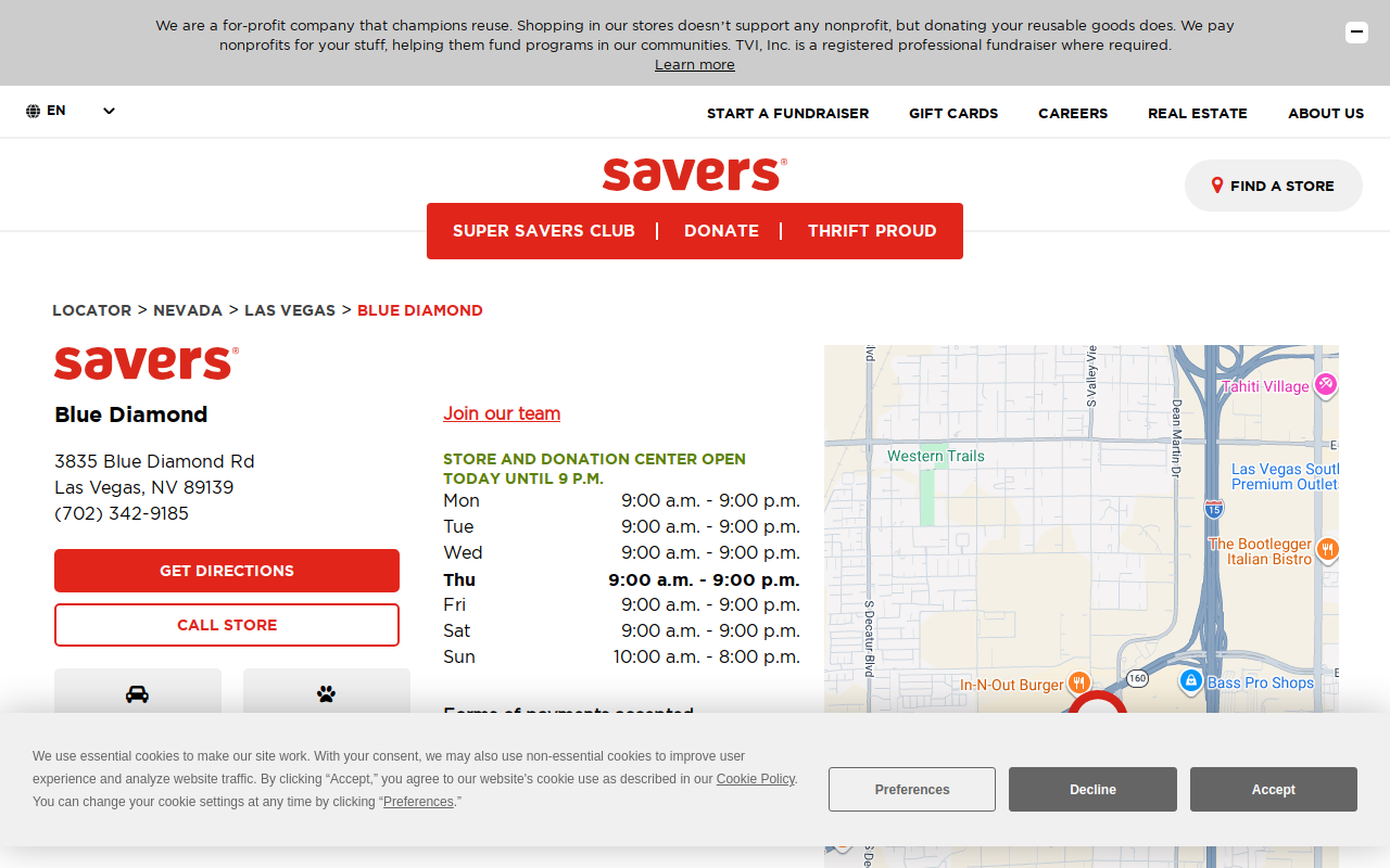 Savers website preview
