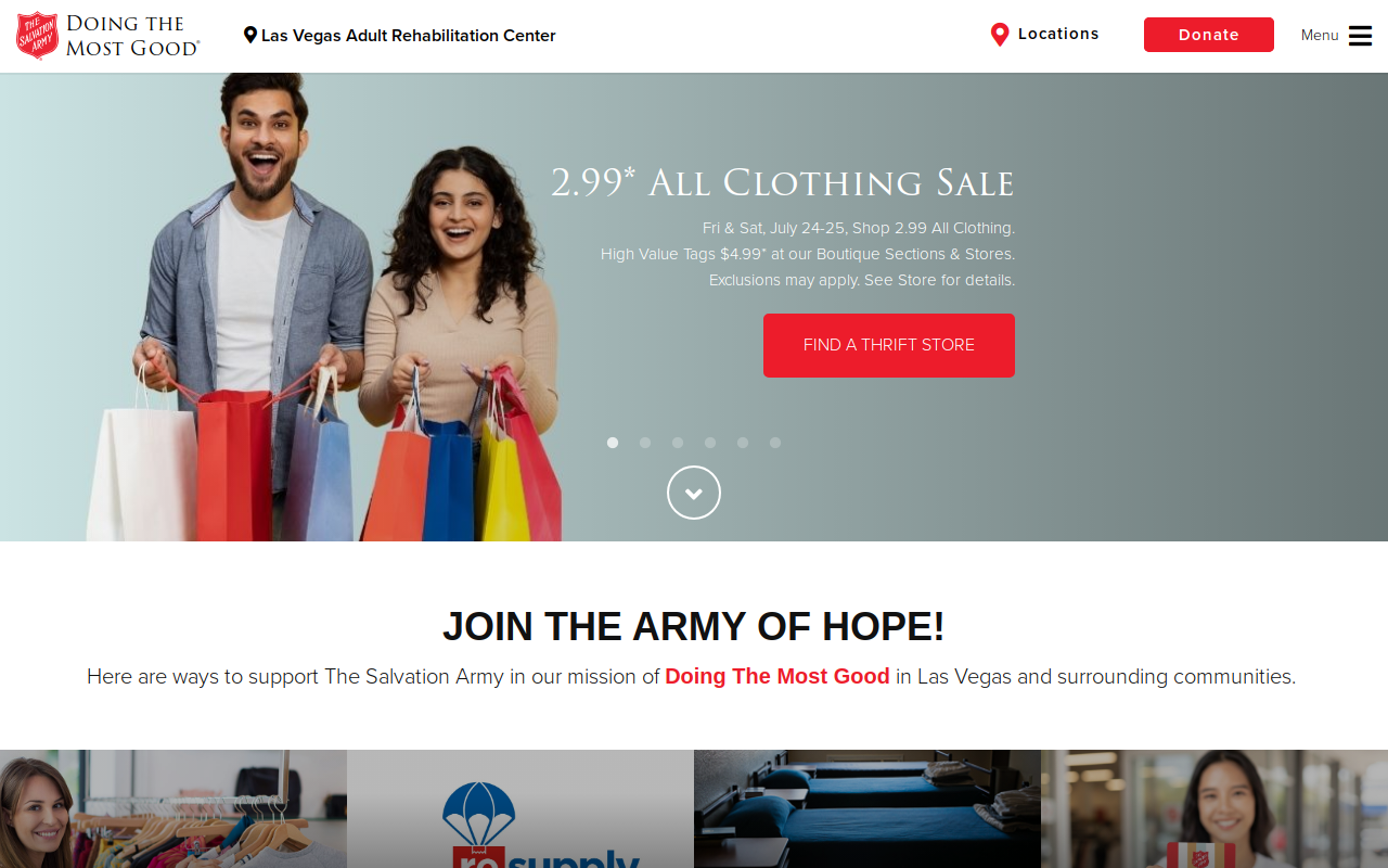 The Salvation Army Thrift Store website preview