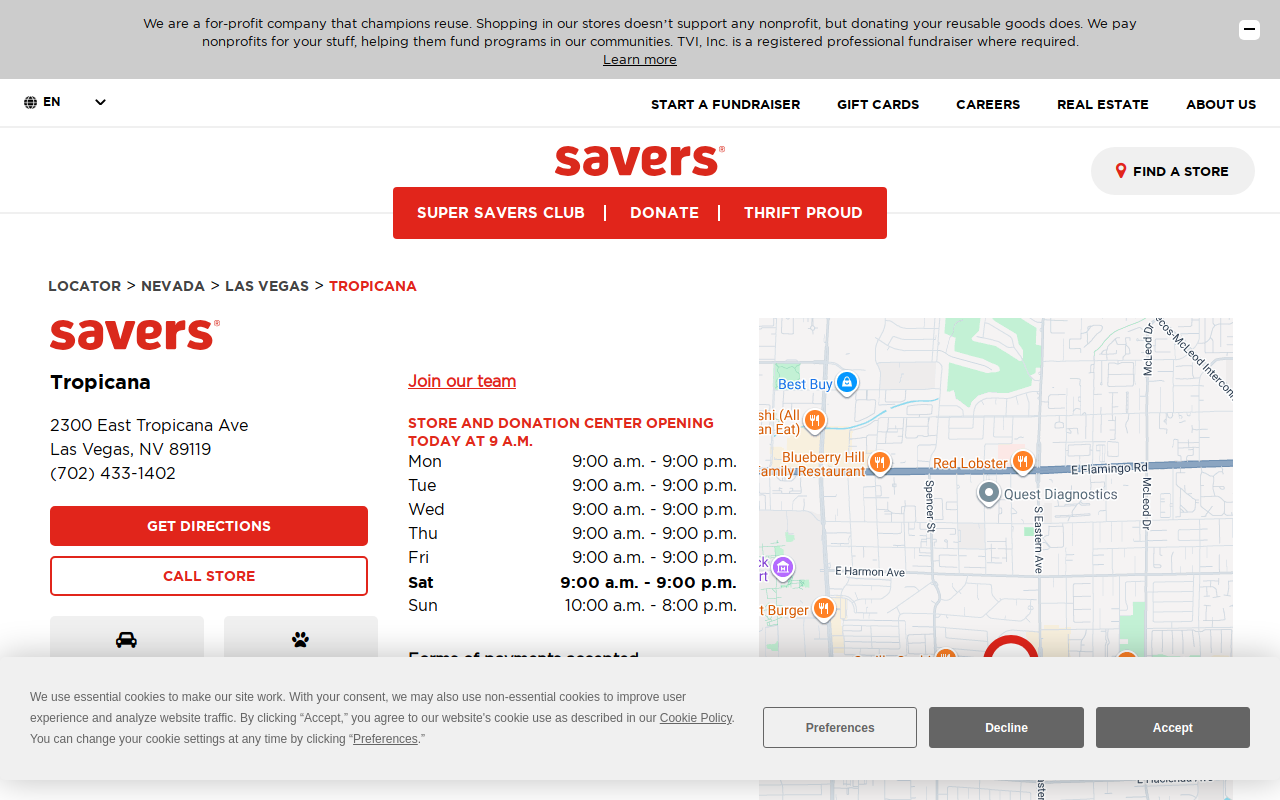 Savers website preview