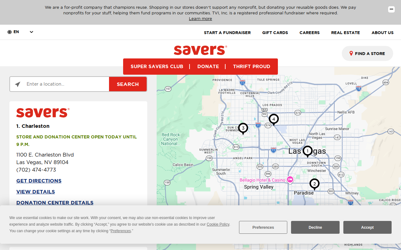 Savers website preview