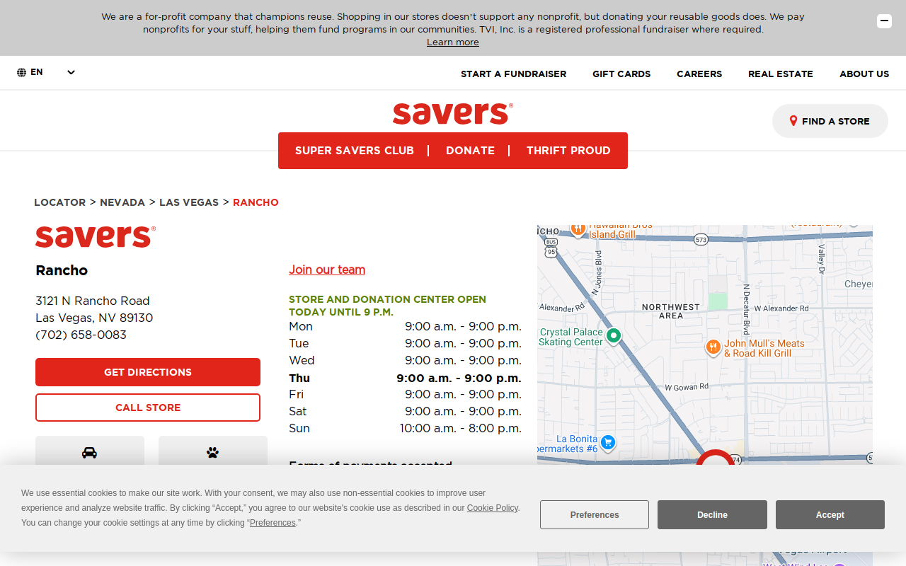 Savers website preview