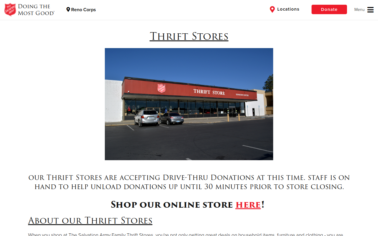 The Salvation Army Family Store & Donation Center website preview