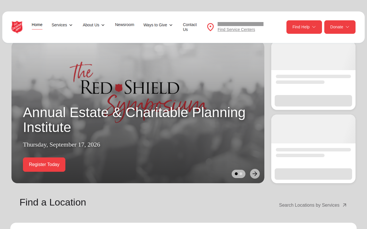 The Salvation Army of Evansville, Serving Warrick& Vanderburgh Counties website preview
