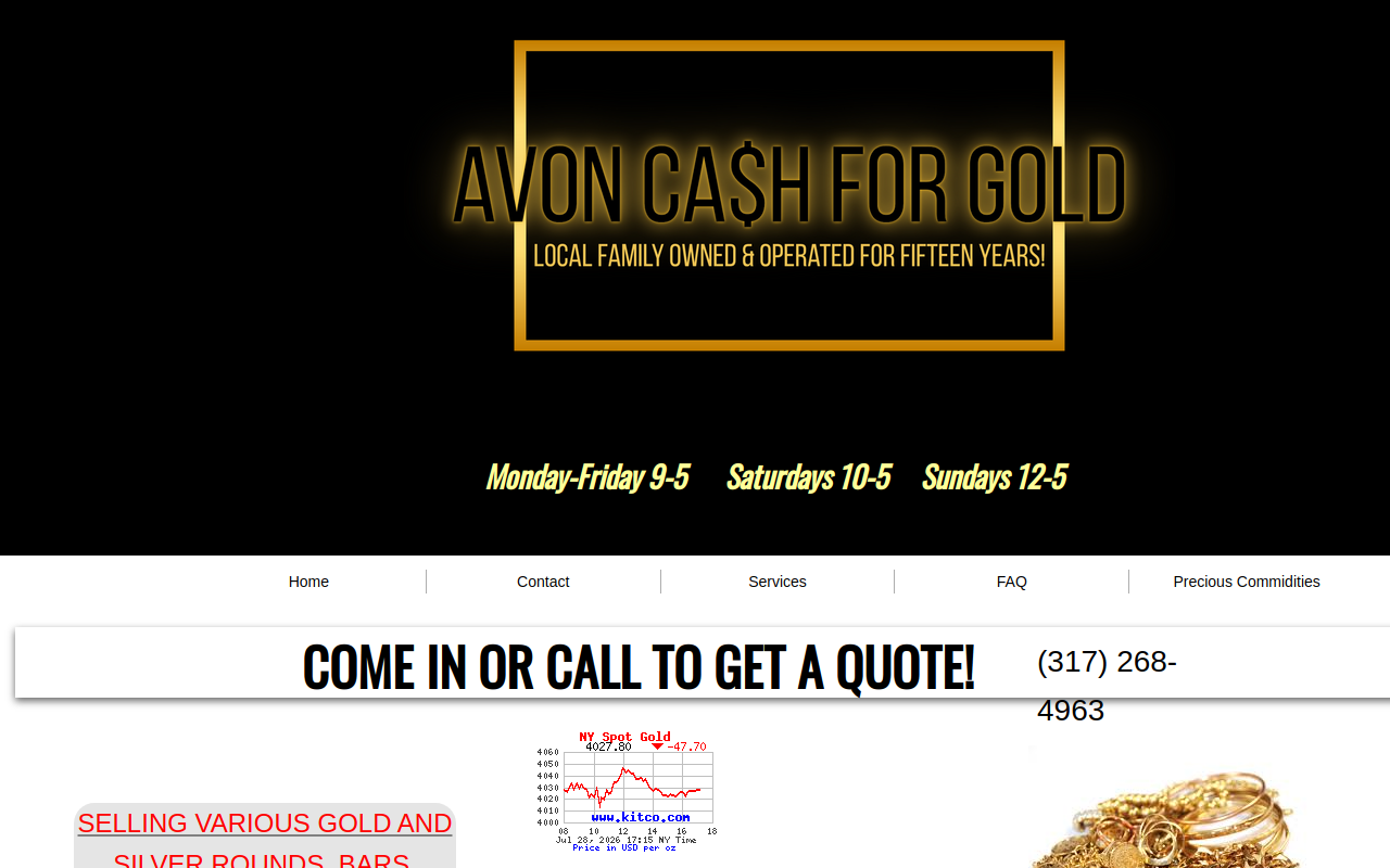 Avon Cash for Gold Indiana website preview