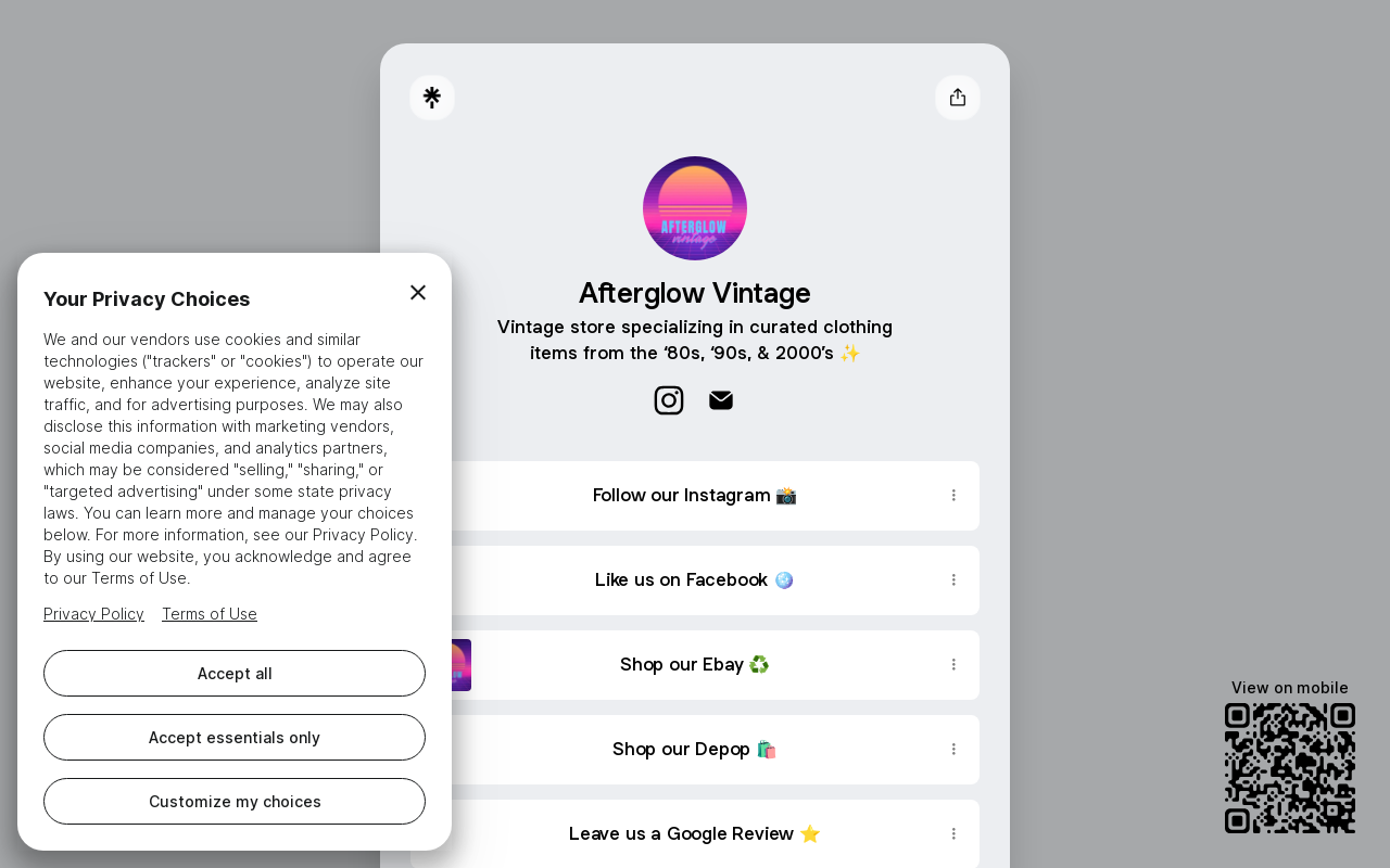 Afterglow Vintage website preview