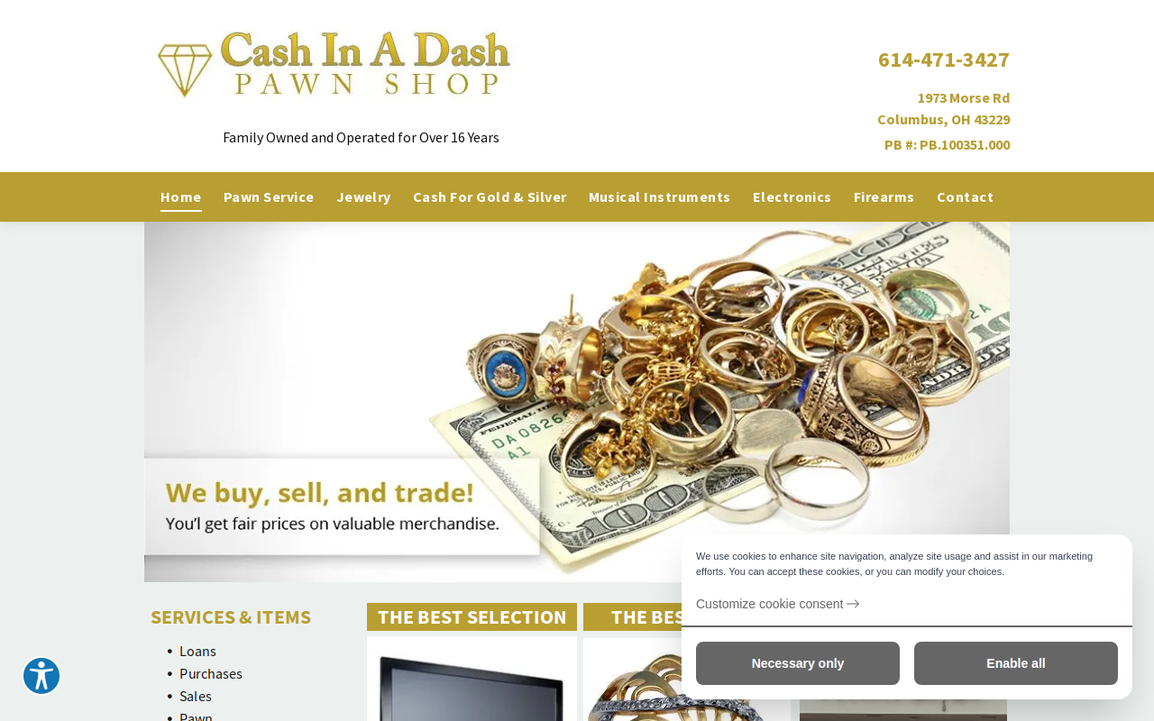 Cash In A Dash Pawn Shop website preview