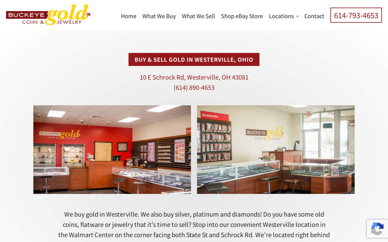 Buckeye Gold Coin & Jewelry website preview
