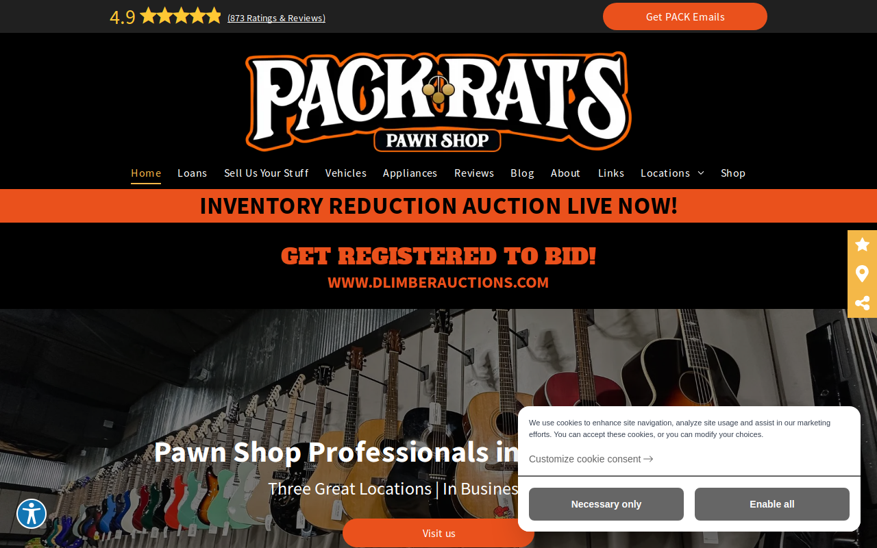 Packrats Pawn Shop of Delta website preview