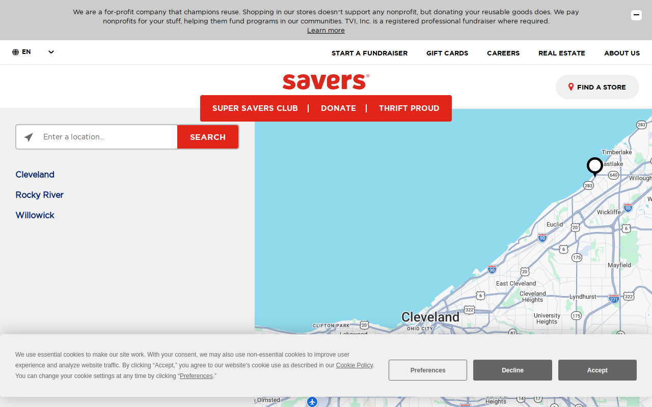Savers website preview