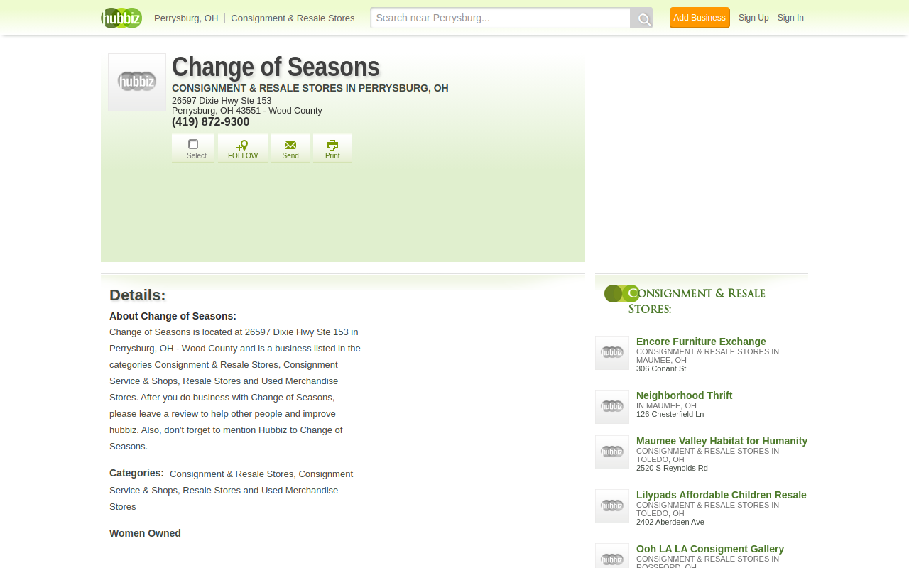 Change of Seasons website preview