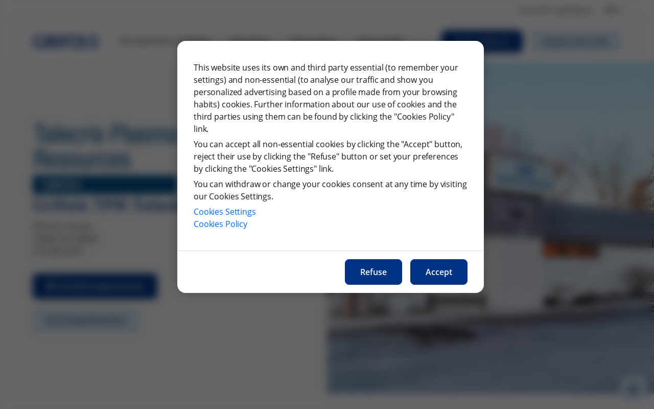 Grifols Talecris - Plasma Donation Center website preview