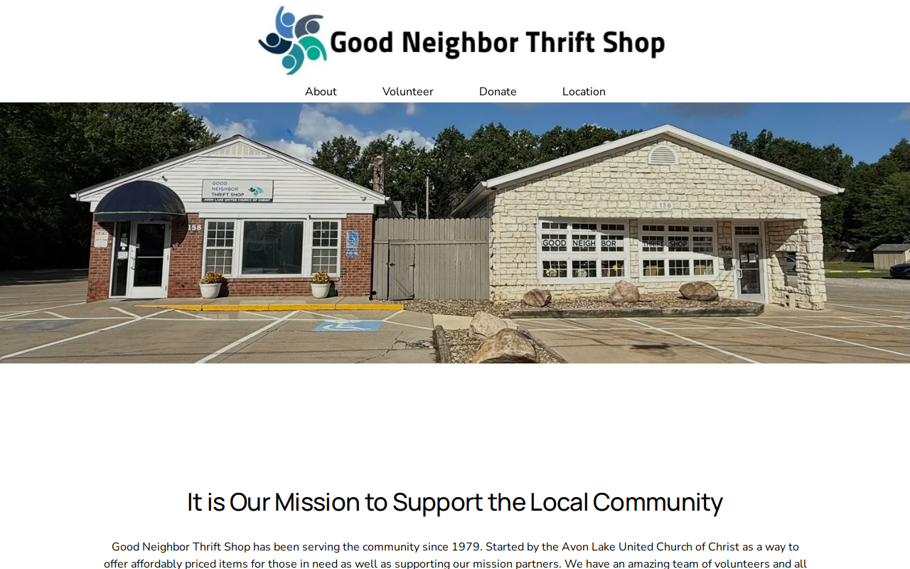 Good Neighbor Thrift Shop website preview