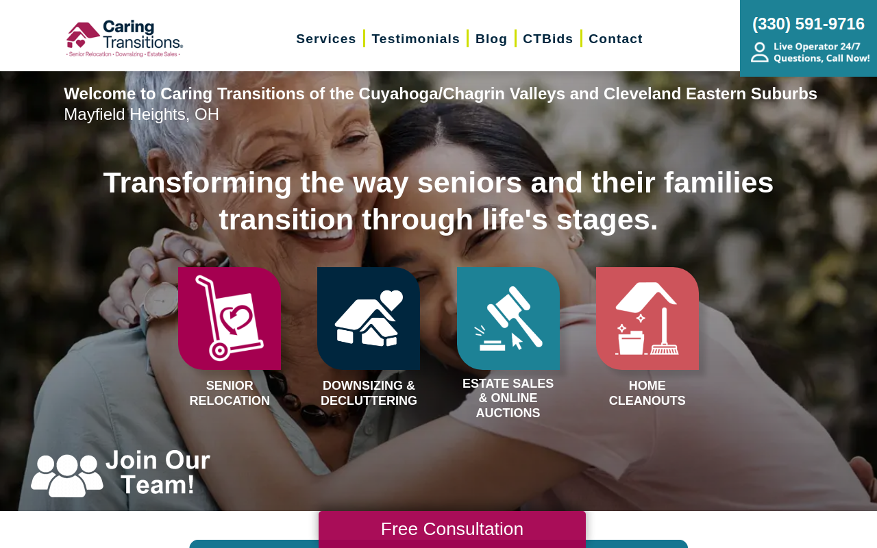 Caring Transitions of the Cuyahoga/Chagrin Valleys and Cleveland Eastern Suburbs website preview