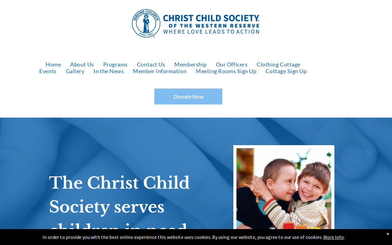Christ Child Society Clothing Cottage website preview
