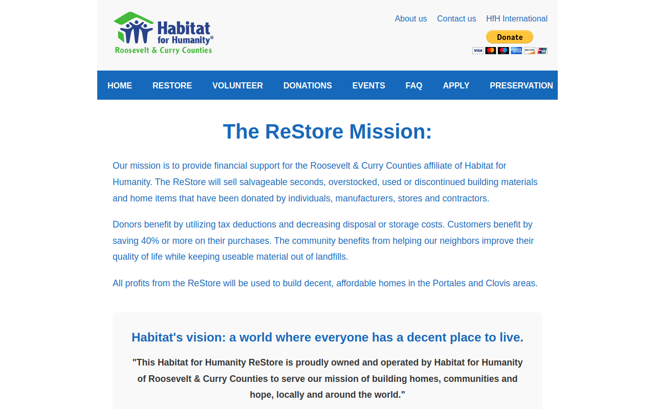 Habitat for Humanity ReStore website preview