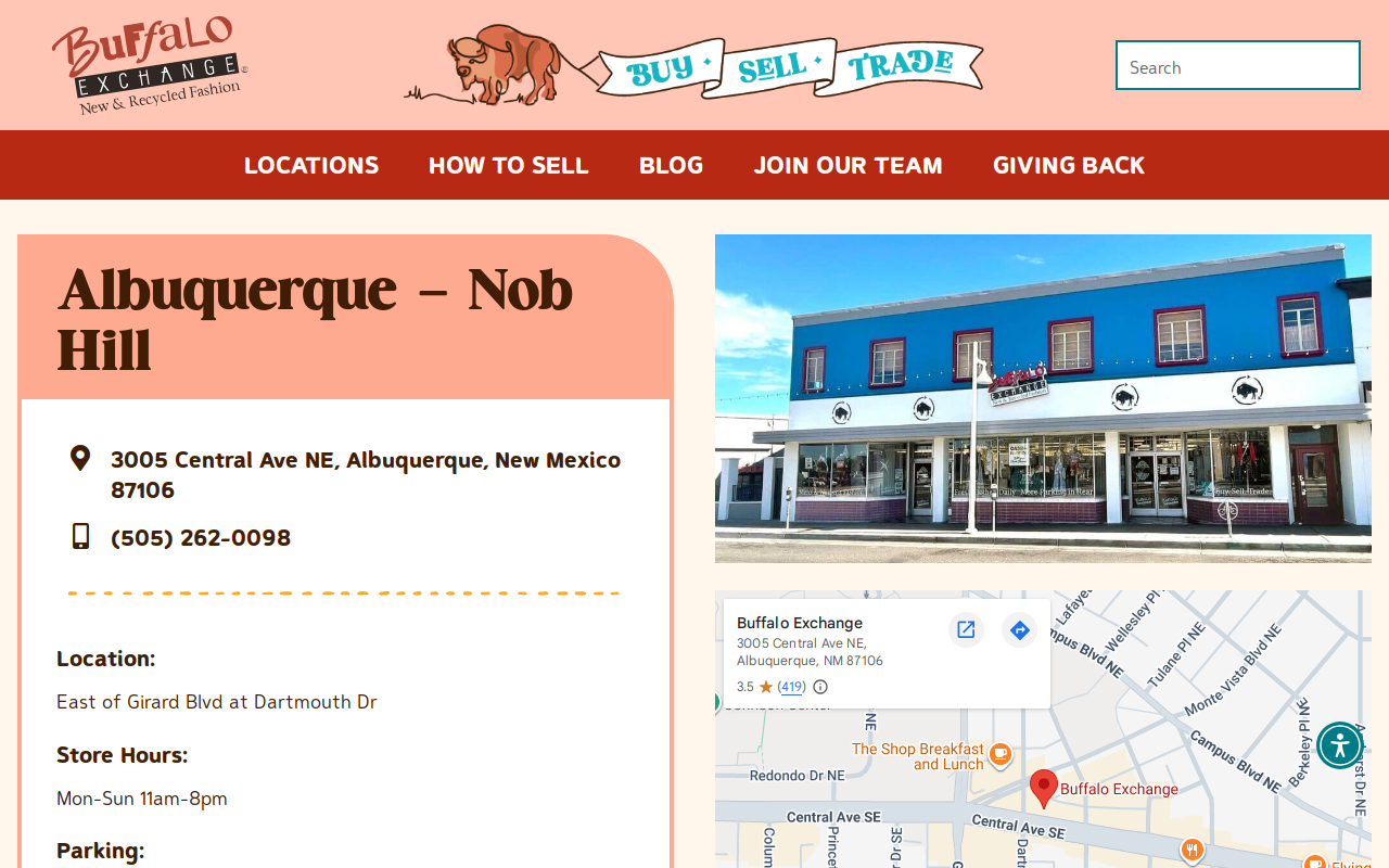 Buffalo Exchange website preview