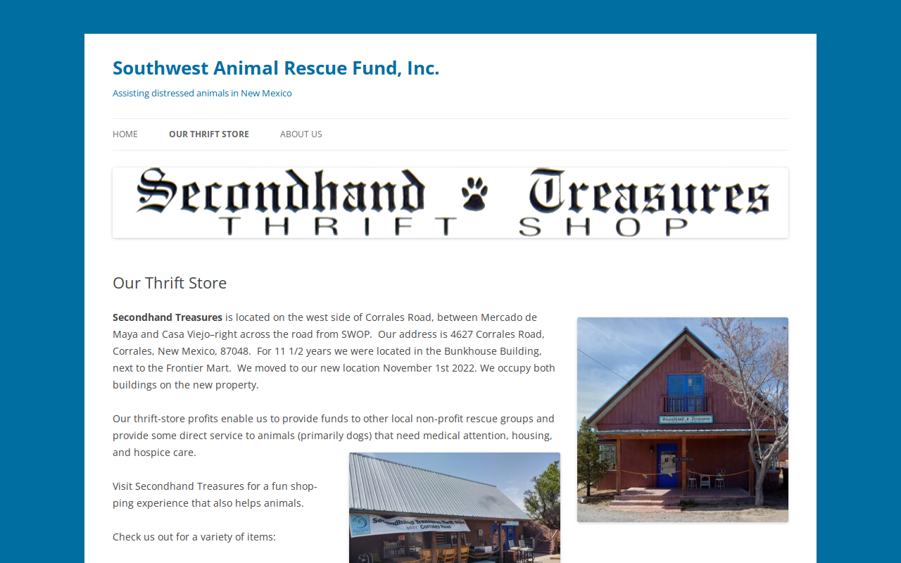 Secondhand Treasures website preview