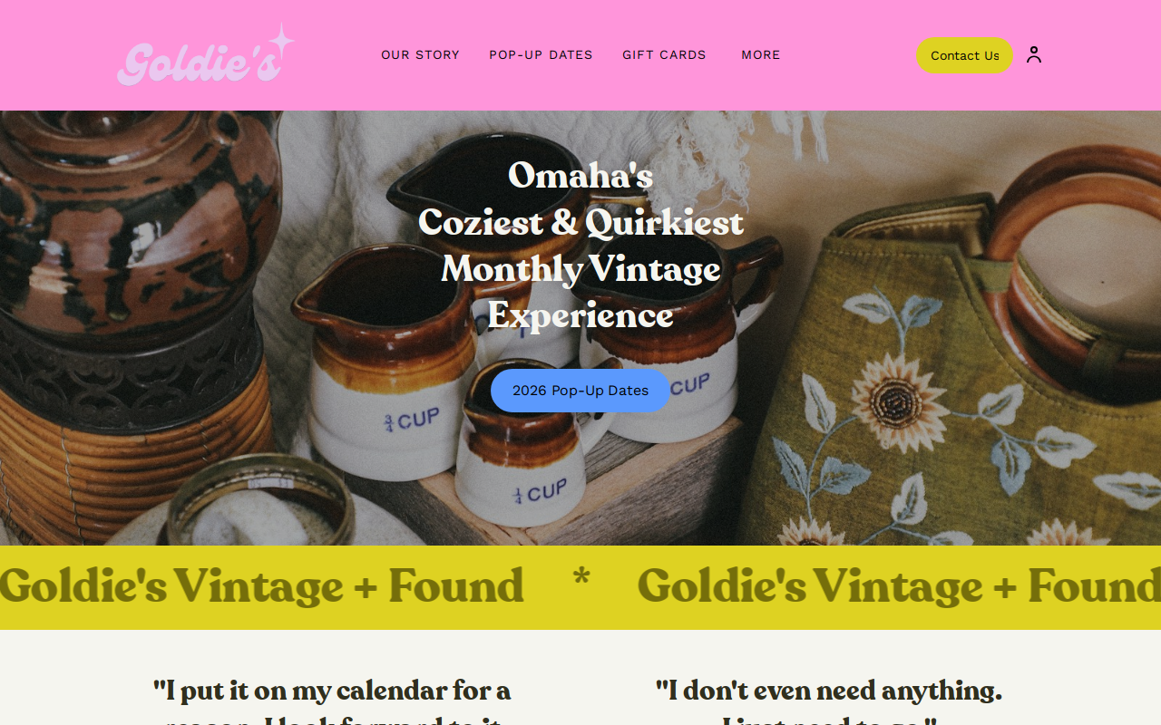 Goldie's Pop-Up Shop website preview