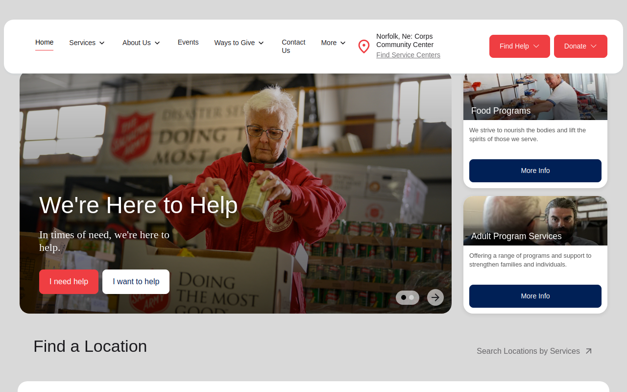 The Salvation Army of Norfolk website preview