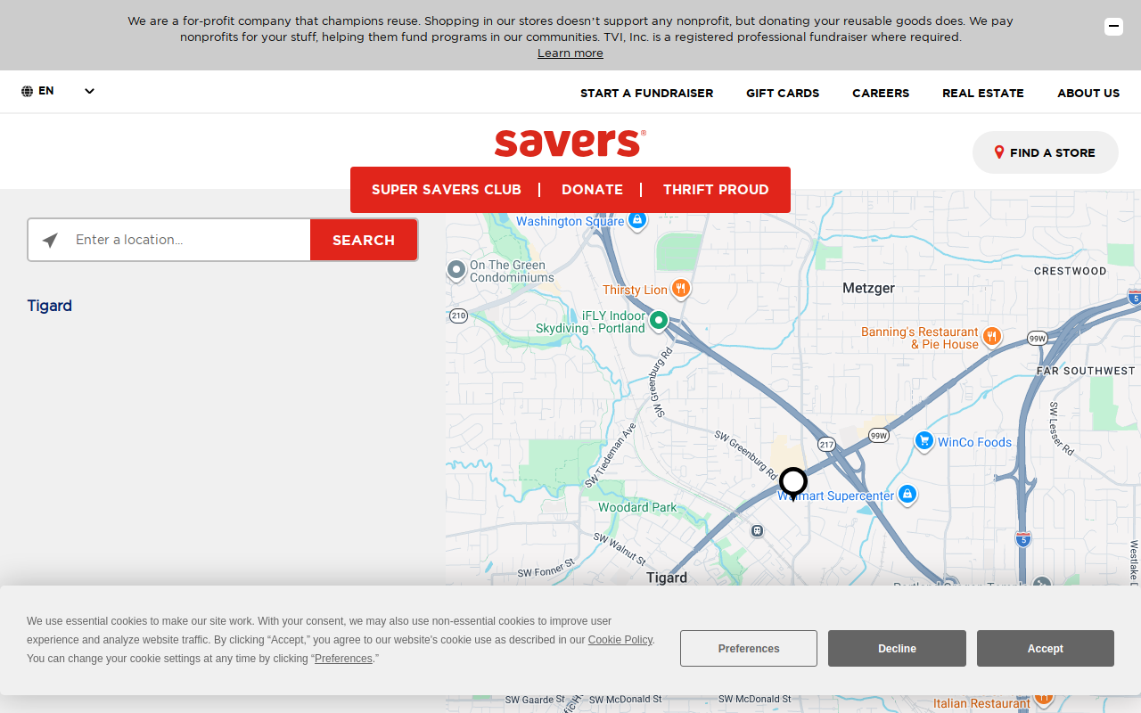 Value Village website preview
