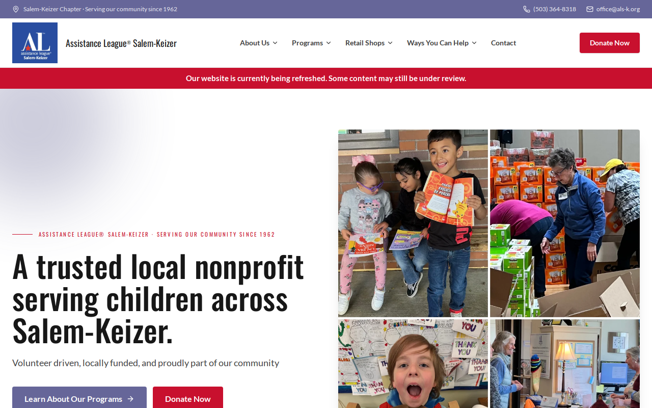 Assistance League Gift Shop website preview